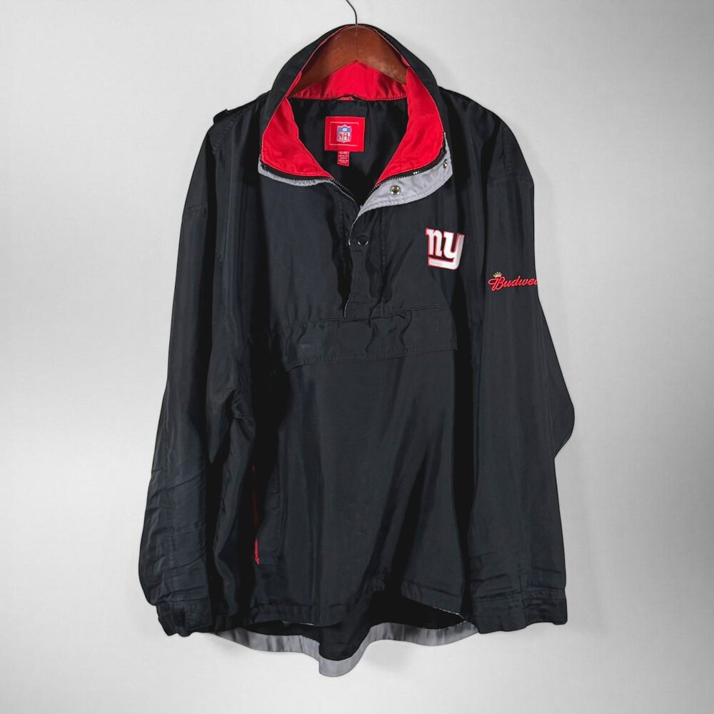 Vintage NY Giants Jacket XL NFL Budweiser Hooded Windbreaker